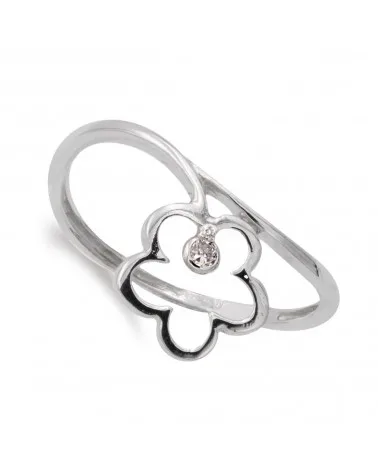 Anillo oro blanco 18k flor circonita 10x10mm
