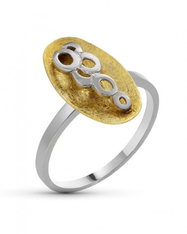 Sortija oro 18k bicolor motivo oval círculos 17x9mm