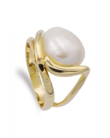 Sortija oro 18k amarillo perla barroca 11mm