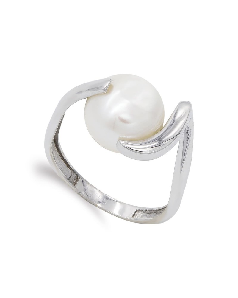 Sortija oro blanco 18k perla barroca 11,5mm