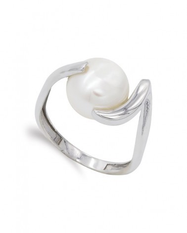 Sortija oro blanco 18k perla barroca 11,5mm