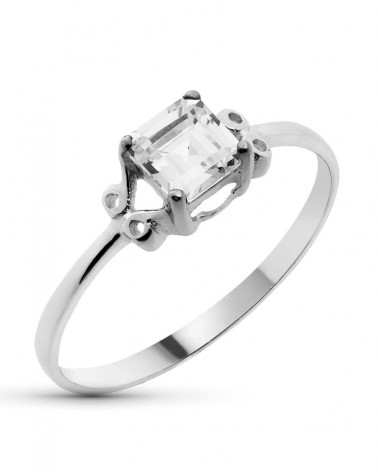 Solitario oro 18k blanco piedra 5mm