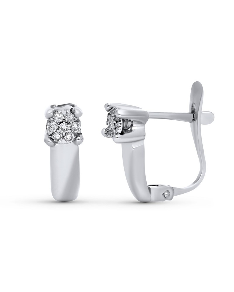 Pendientes oro 18k blanco diamantes naturales cierre catalán