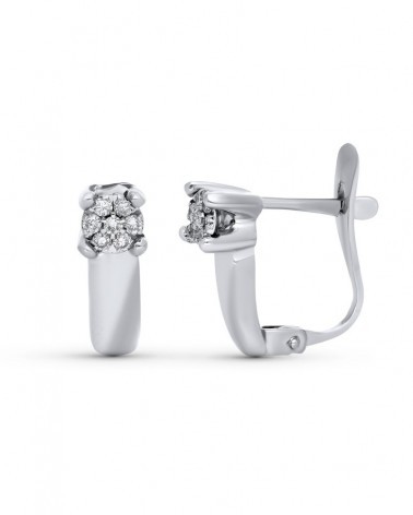 Pendientes oro 18k blanco diamantes naturales cierre catalán