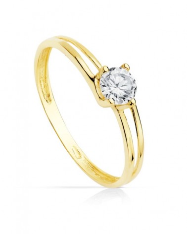 Anillo solitario oro 18k circonita 4,5 mm