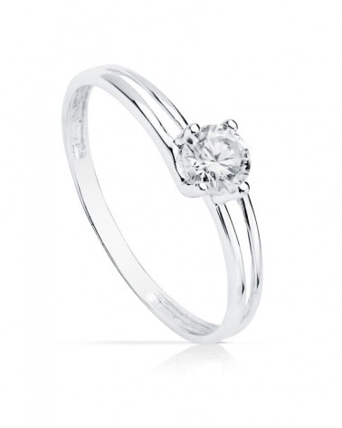 Solitario oro blanco 18k circonita 4,5 mm