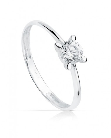 Anillo solitario oro blanco 18k circonita 4,5 mm