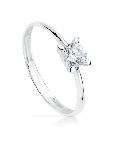 Anillo solitario oro blanco 18k circonita 4,5 mm