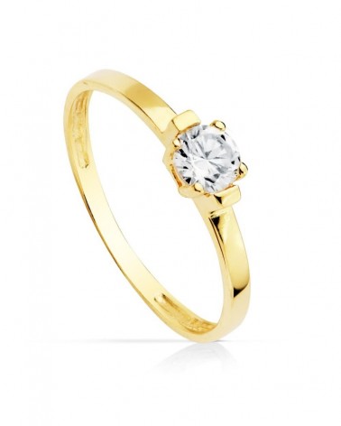 Anillo solitario oro 18k amarillo piedra 4x4 mm