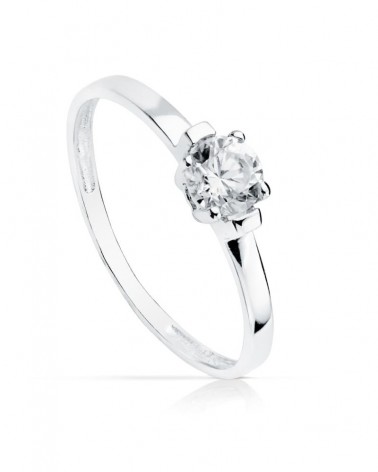 Solitario oro 18k blanco circonita 4mm
