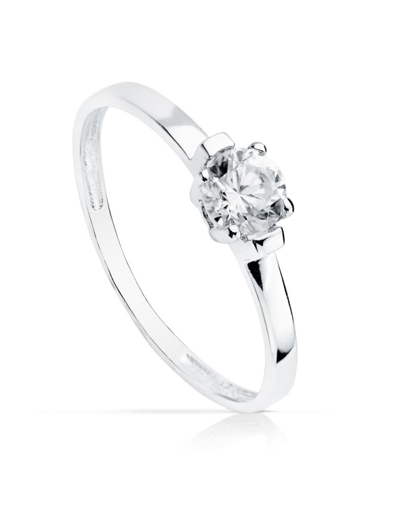 Solitario oro 18k blanco circonita 4mm