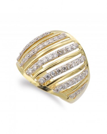 Sortija oro 18k bicolor bandas circonitas 19mm