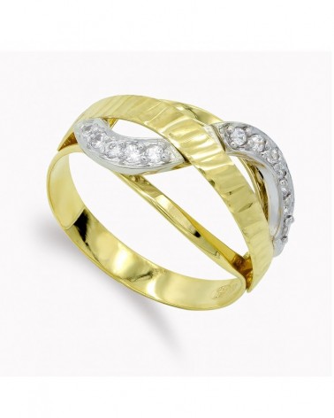 Sortija oro 18k bicolor circonitas 11,5mm