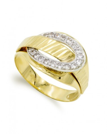 Sortija oro 18k bicolor circonitas 13mm