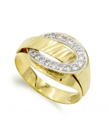Sortija oro 18k bicolor circonitas 13mm