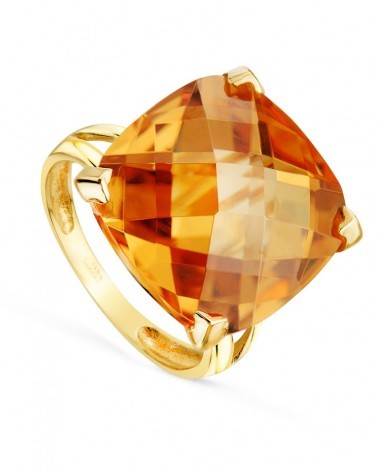 Sortija oro 18k piedra naranja cuadrada 16x16mm