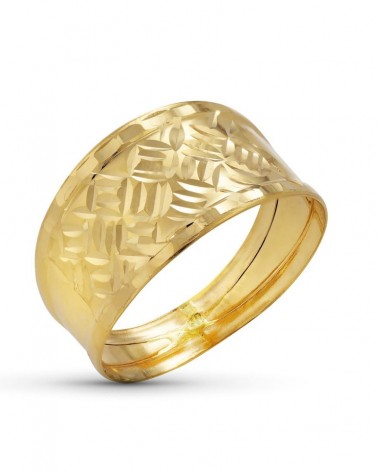 Sortija oro 18k amarillo tallada motivos geométricos