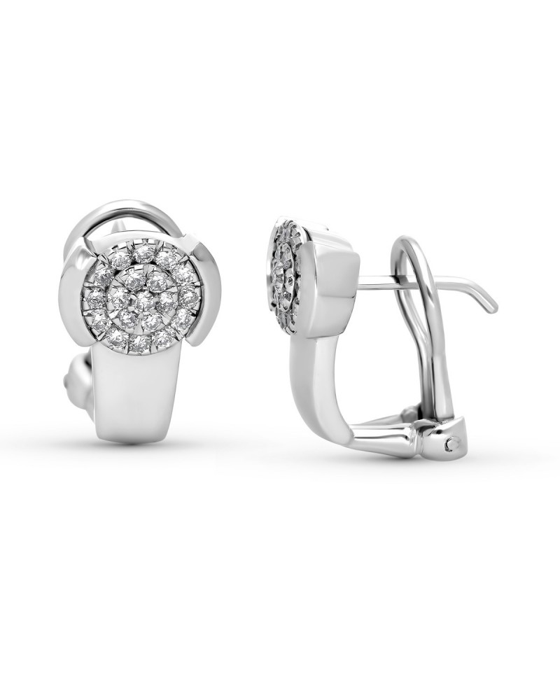 Pendientes oro blanco 18k diamantes naturales cierre omega