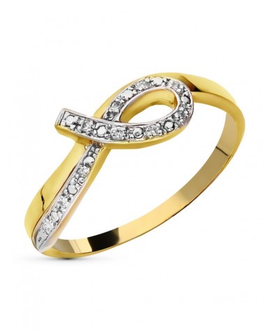 Sortija oro 18k bicolor lazo circonitas 6,5mm