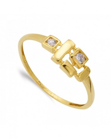 Sortija oro 18k amarillo circonitas motivos geométricos