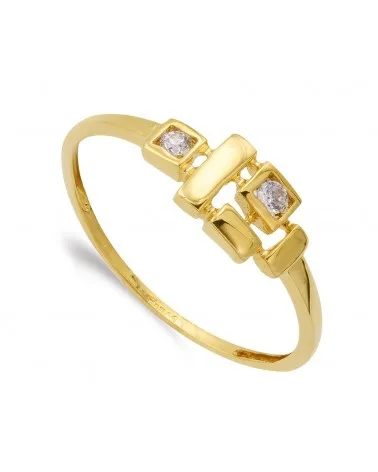 Sortija oro 18k amarillo circonitas motivos geométricos