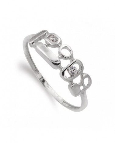 Sortija oro blanco 18k motivos geométricos circonitas 5mm