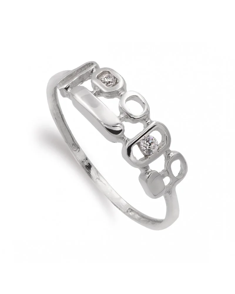 Sortija oro blanco 18k motivos geométricos circonitas 5mm