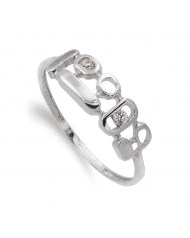 Sortija oro blanco 18k motivos geométricos circonitas 5mm
