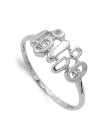 Sortija oro blanco 18k love circonitas