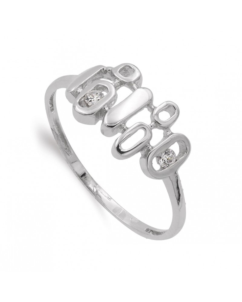 Sortija oro blanco 18k love circonitas