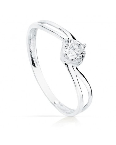 Solitario oro 18k blanco circonita 4,5 mm