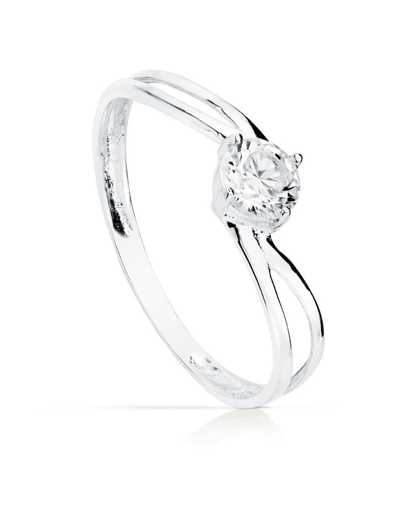 Solitario oro 18k blanco circonita 4,5 mm
