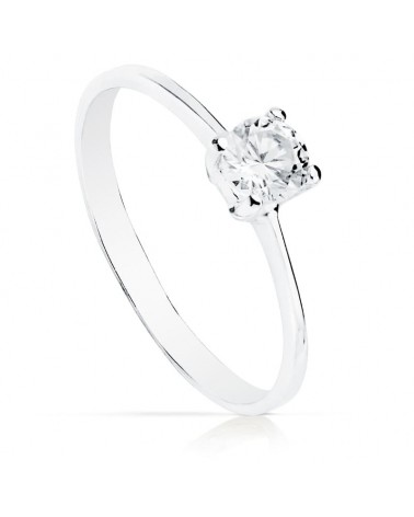 Anillo solitario oro blanco 18k circonita 4,5 mm