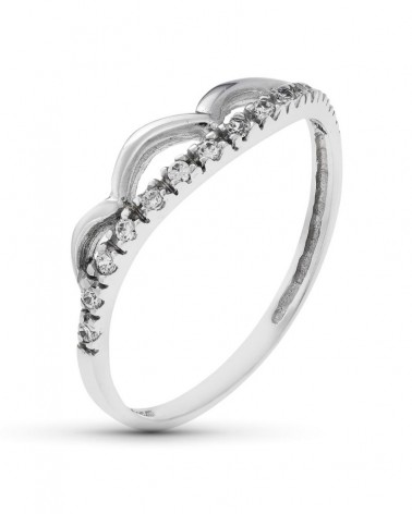 Sortija oro blanco 18k ondas circonitas 4,5mm