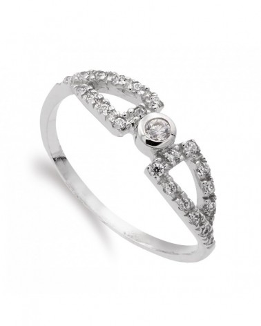 Sortija oro 18k blanco circonita central 5mm
