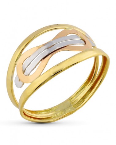 Sortija oro 18k tricolor infinito peso aproximado 1,1g