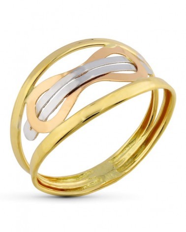 Sortija oro 18k tricolor infinito peso aproximado 1,1g
