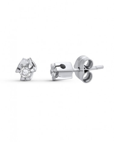 Pendientes oro blanco 18k diamante brillante 5mm presión