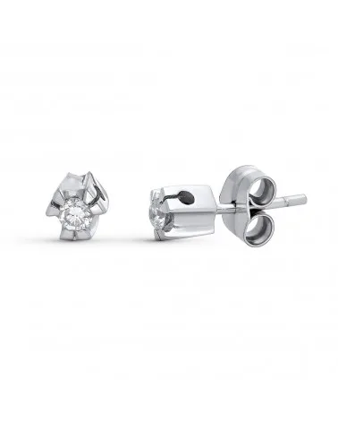 Pendientes oro blanco 18k diamante brillante 5mm presión