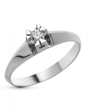 Solitario oro blanco 18k diamante brillante 0,10 quilates