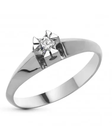 Solitario oro blanco 18k diamante brillante 0,10 quilates
