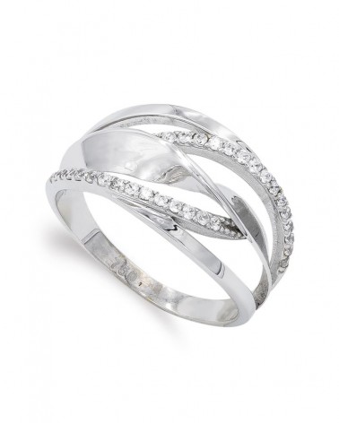 Sortija oro blanco 18k calada circonitas 12mm