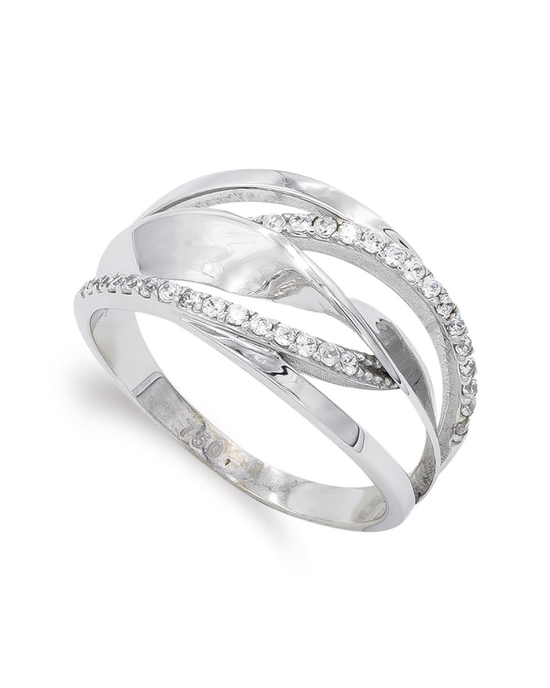 Sortija oro blanco 18k calada circonitas 12mm