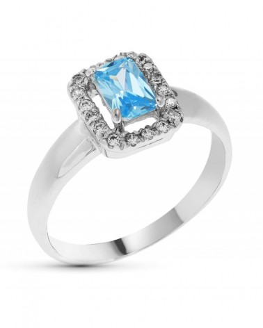 Sortija oro blanco 18k piedra color circonitas 9,5x8mm