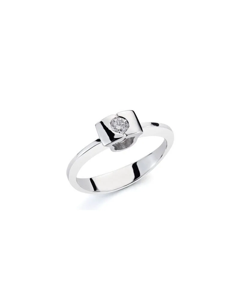 Sortija oro blanco 18k diamante solitario moderno