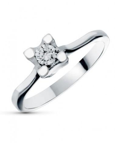Solitario oro blanco 18k diamante 0,18 quilates