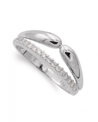 Sortija oro blanco 18k circonitas diseño serpiente 7,5mm