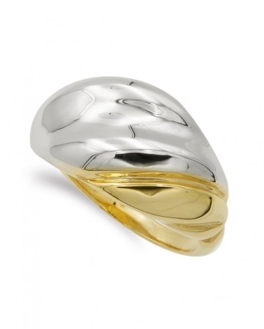 Sortija oro 18k bicolor bandas cruzadas 13mm