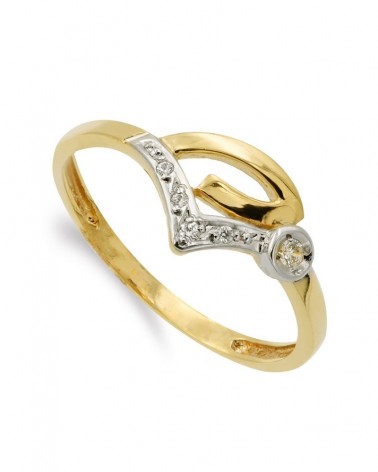 Sortija oro 18k bicolor circonita 8mm