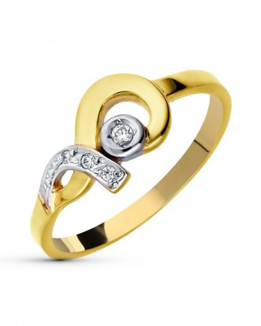 Sortija oro 18k bicolor circonitas 8mm